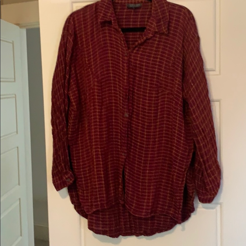 Top Shop plaid button up shirt
